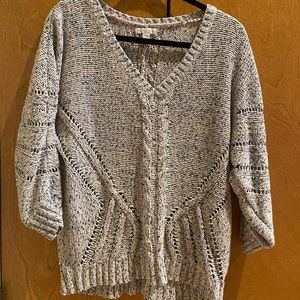 Multi-Colored V-Neck Knit Sweater